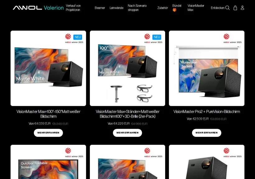 Schermata della pagina offerta di Valerion