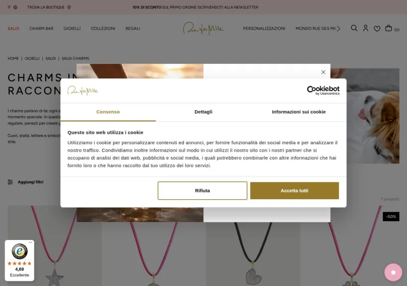 Schermata della pagina offerta di Rue des Mille