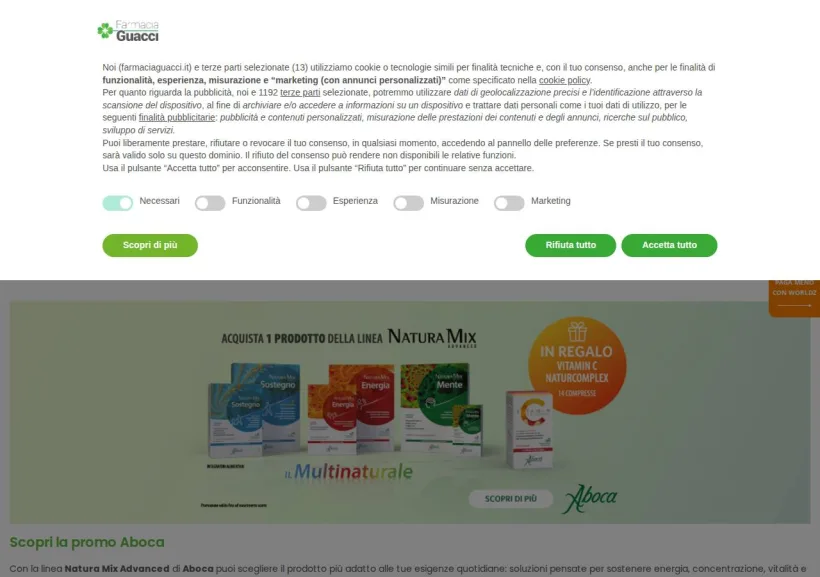Schermata della pagina offerta di Farmacia Guacci