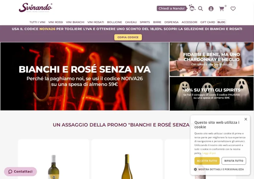 Schermata della pagina offerta di Svinando