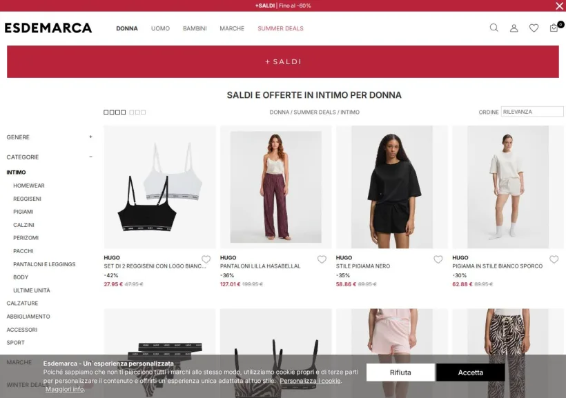 Schermata della pagina offerta di Esdemarca