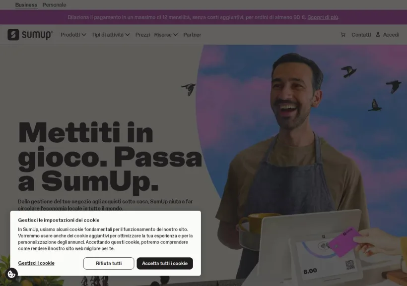 Schermata della pagina offerta di Sumup