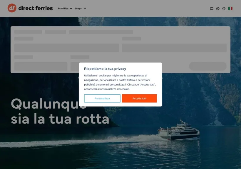 Schermata della pagina offerta di Direct Ferries
