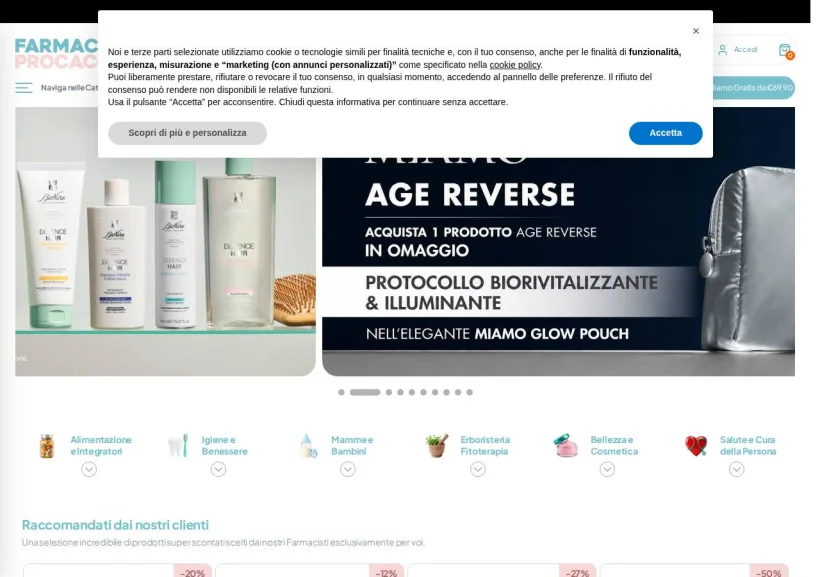 Schermata della pagina offerta di Farmacia Procaccini