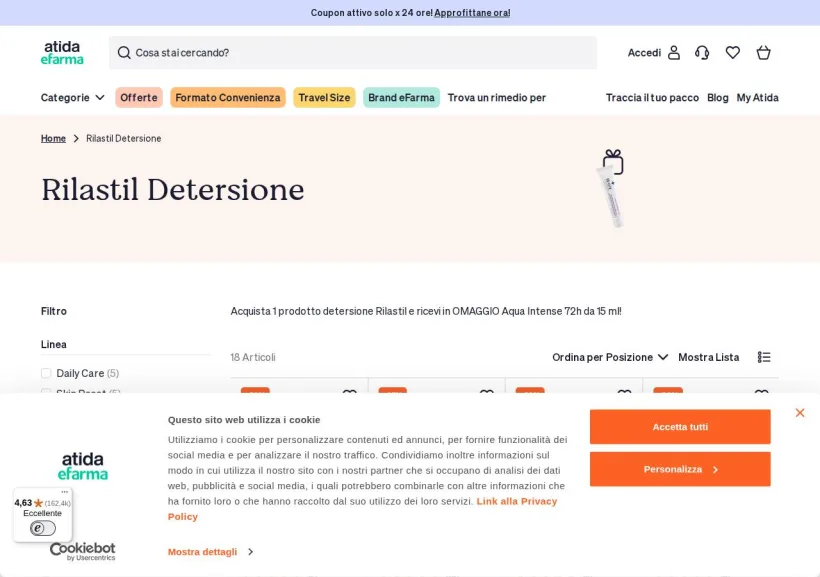 Schermata della pagina offerta di eFarma