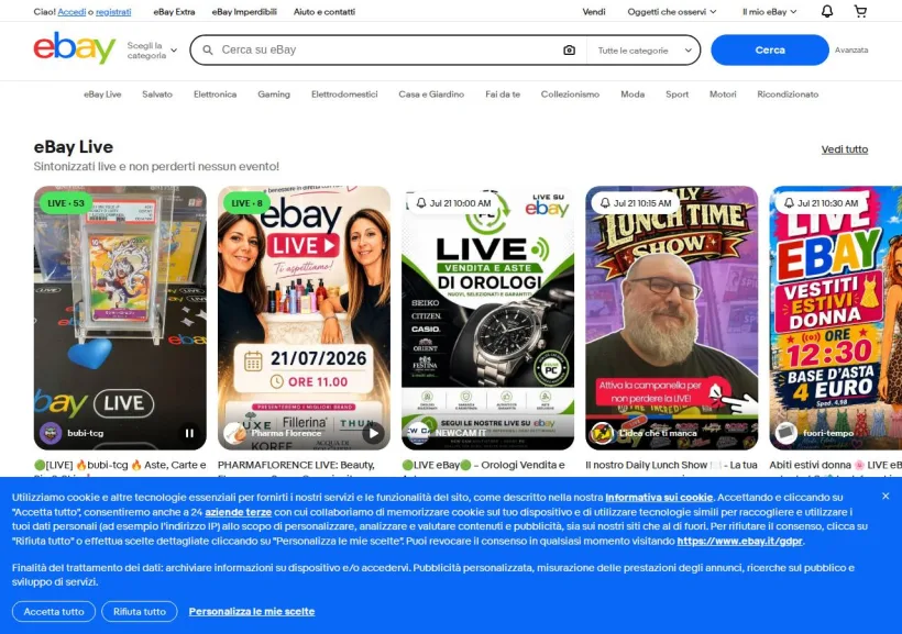 Schermata della pagina offerta di eBay
