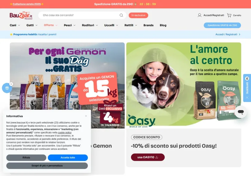 Schermata della pagina offerta di Bauzaar