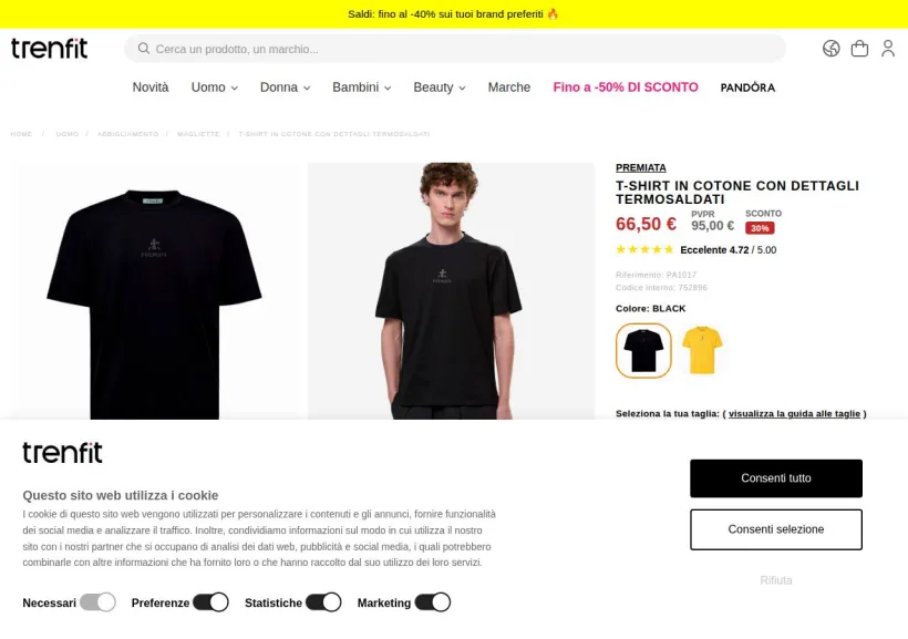 Schermata della pagina offerta di TRENFIT