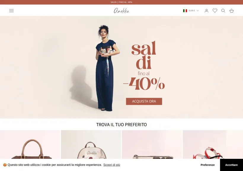 Schermata della pagina offerta di Anekke
