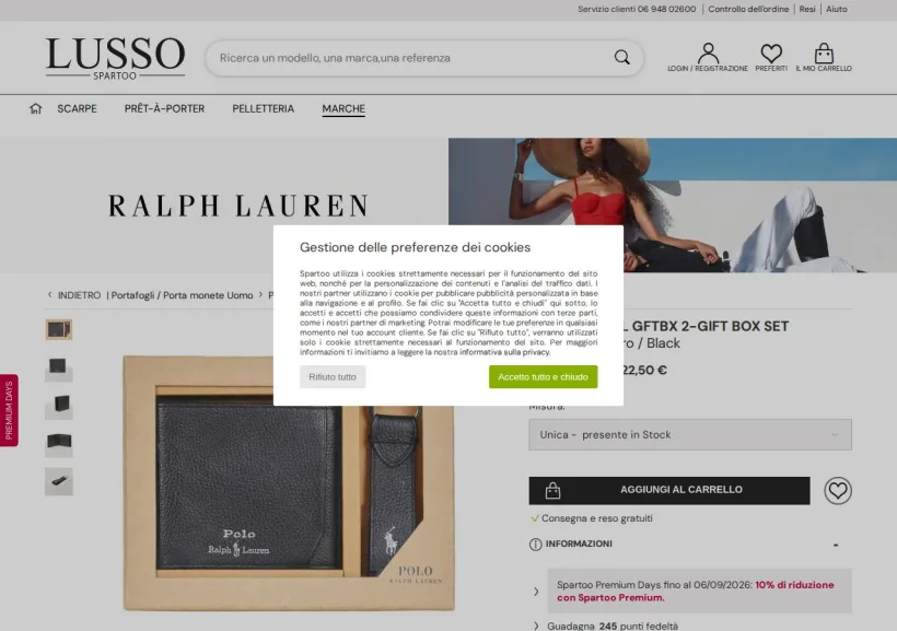 Schermata della pagina offerta di Spartoo