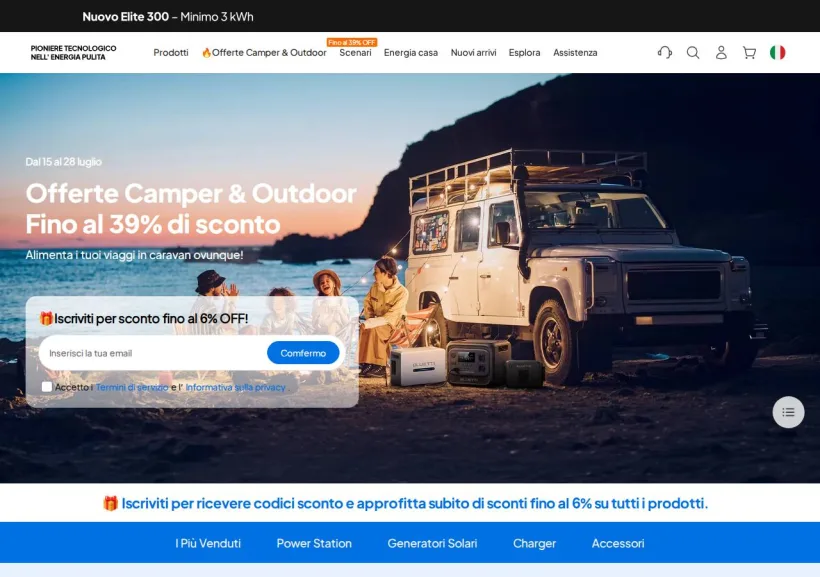 Schermata della pagina offerta di Bluetti