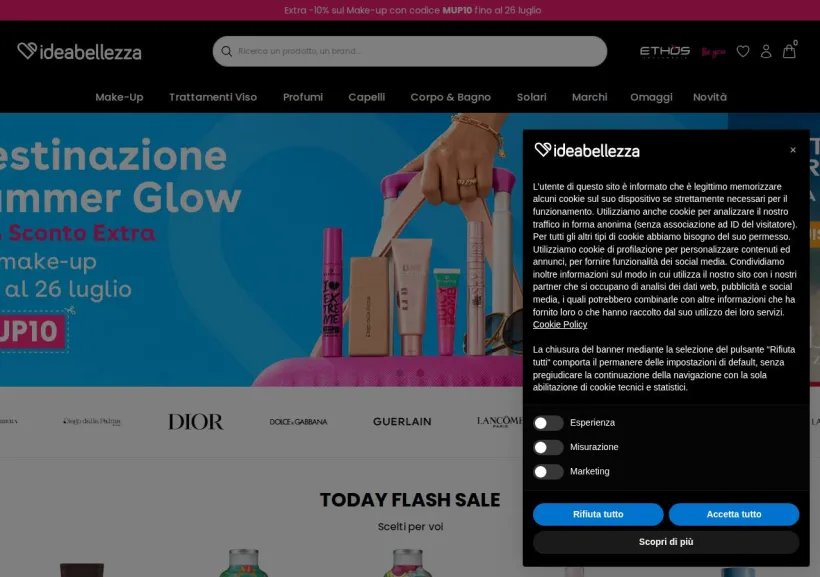Schermata della pagina offerta di Ideabellezza