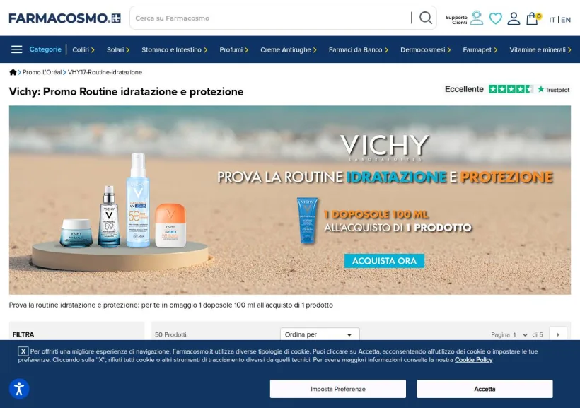 Schermata della pagina offerta di Farmacosmo