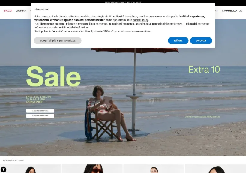 Schermata della pagina offerta di Imperial Fashion