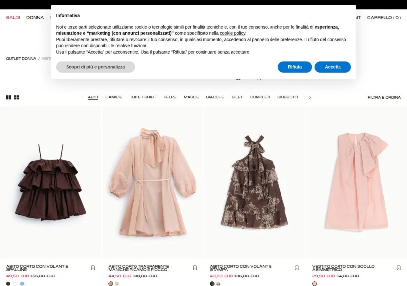 Schermata della pagina offerta di Imperial Fashion