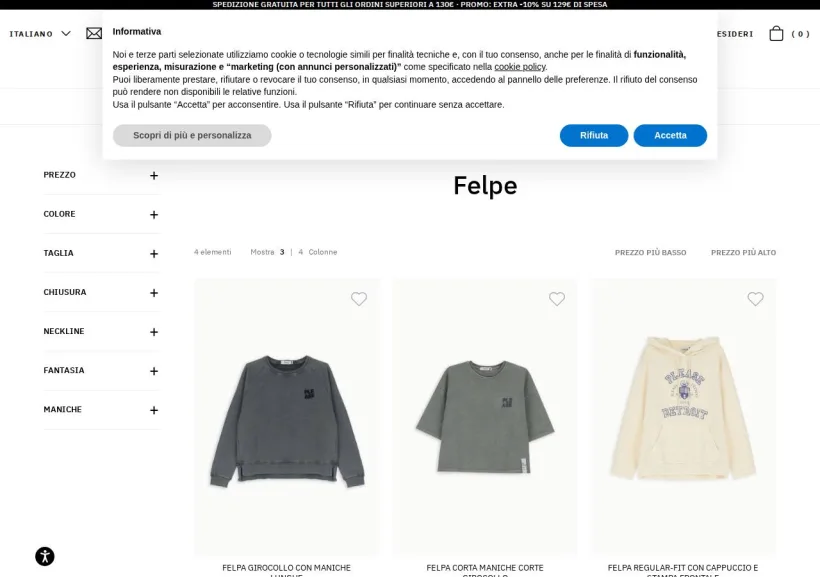 Schermata della pagina offerta di Please