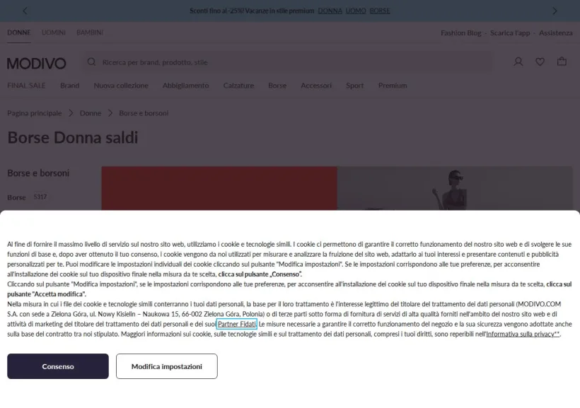 Schermata della pagina offerta di Modivo