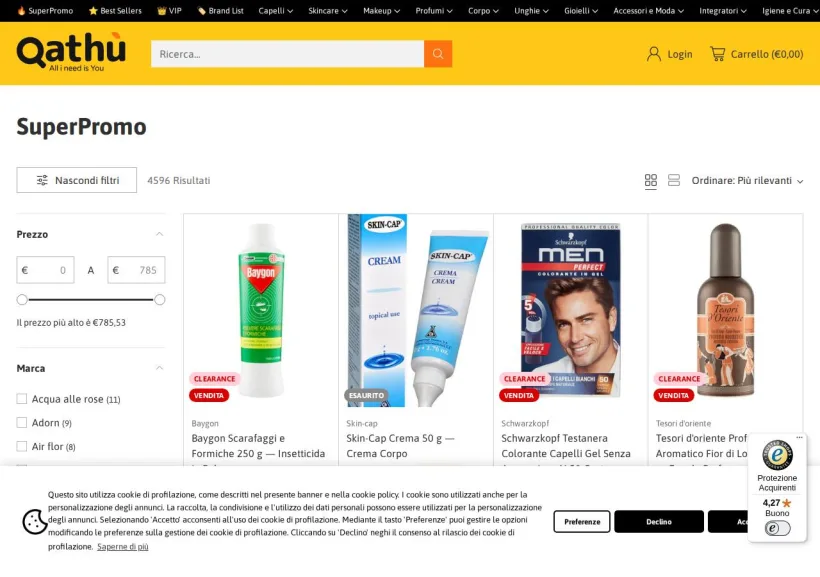 Schermata della pagina offerta di Qathu
