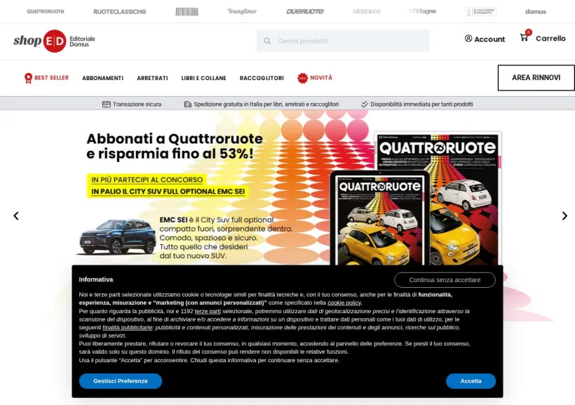 Schermata della pagina offerta di ShopED