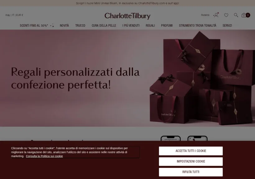 Schermata della pagina offerta di Charlotte Tilbury