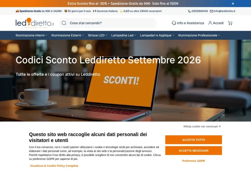 Schermata della pagina offerta di LEDdiretto
