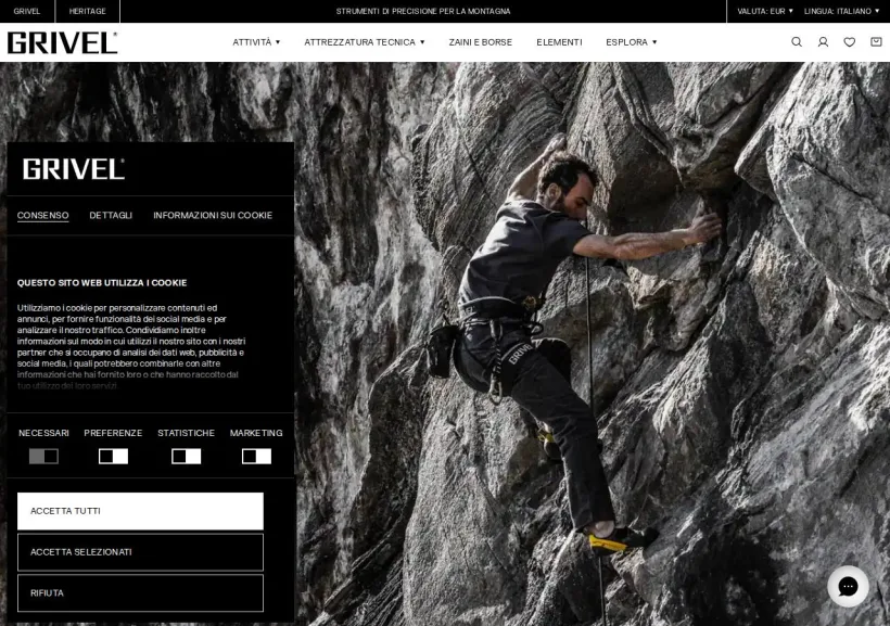 Schermata della pagina offerta di Grivel