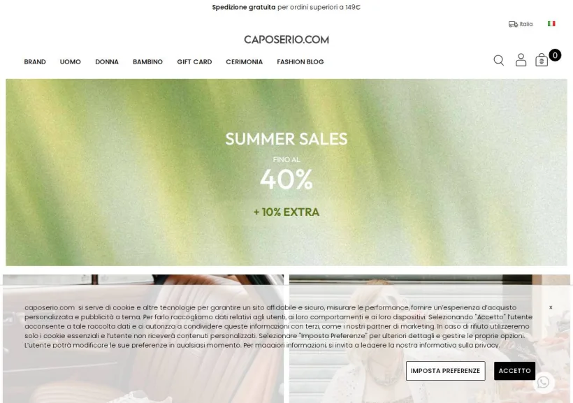 Schermata della pagina offerta di Capo Serio