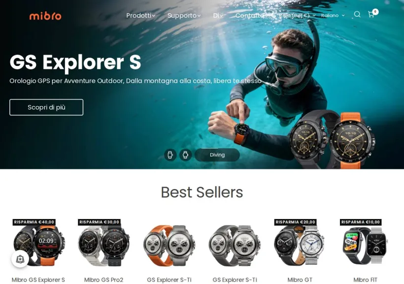 Schermata della pagina offerta di Mibrofit