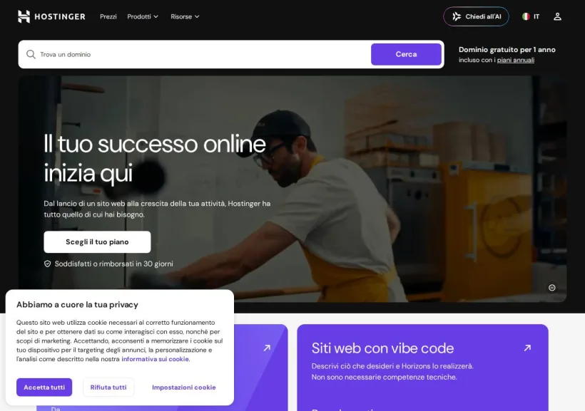 Schermata della pagina offerta di Hostinger