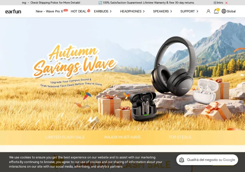 Schermata della pagina offerta di Earfun, Inc