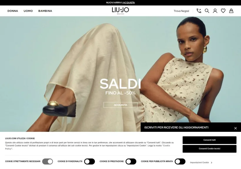 Schermata della pagina offerta di LIU-JO