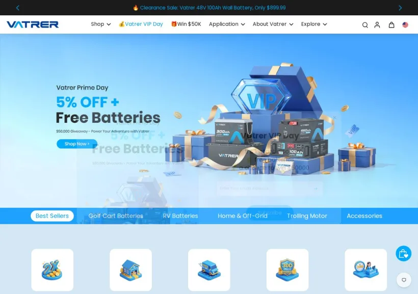 Schermata della pagina offerta di Vatrer