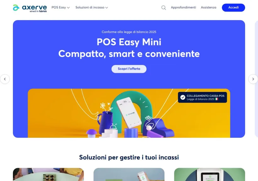 Schermata della pagina offerta di Axerve - Banca Sella