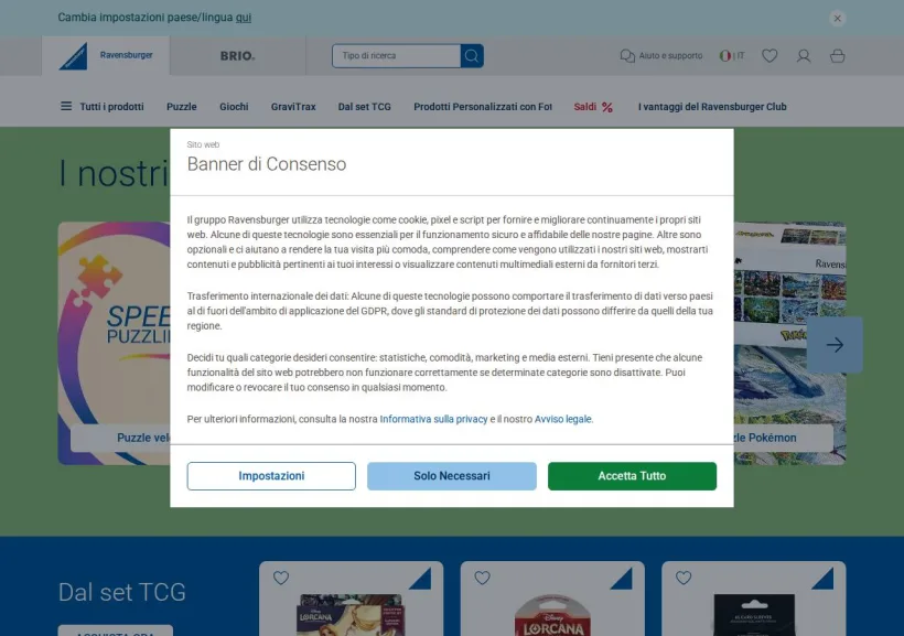 Schermata della pagina offerta di Ravensburger