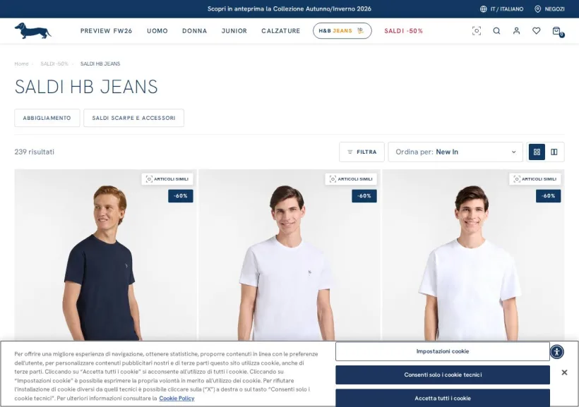 Schermata della pagina offerta di Harmont & Blaine