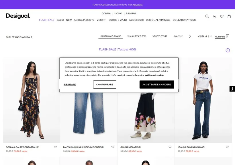 Schermata della pagina offerta di Desigual