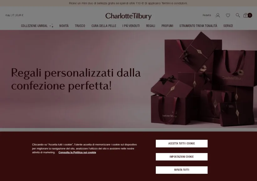 Schermata della pagina offerta di Charlotte Tilbury
