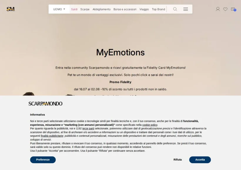 Schermata della pagina offerta di Scarpamondo
