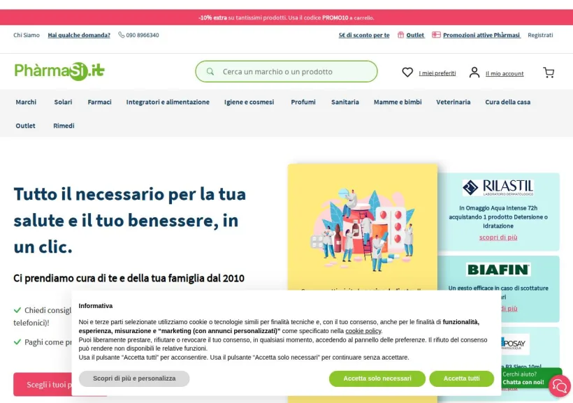 Schermata della pagina offerta di Pharmasi