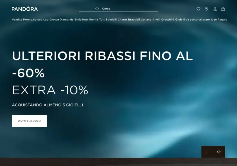 Schermata della pagina offerta di Pandora