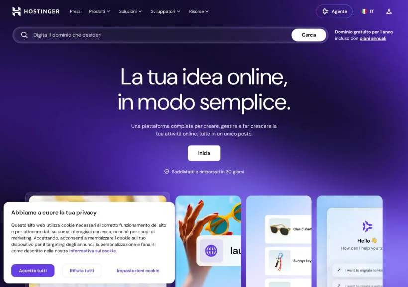 Schermata della pagina offerta di Hostinger