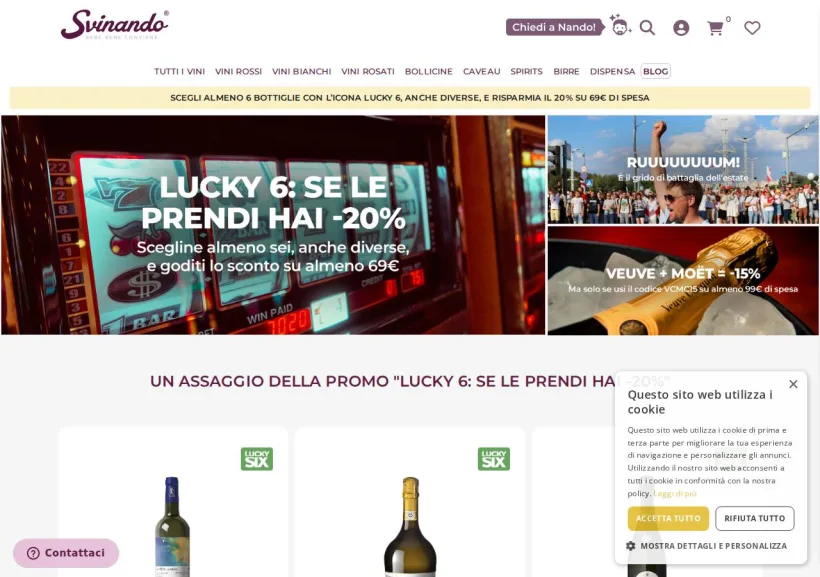 Schermata della pagina offerta di Svinando