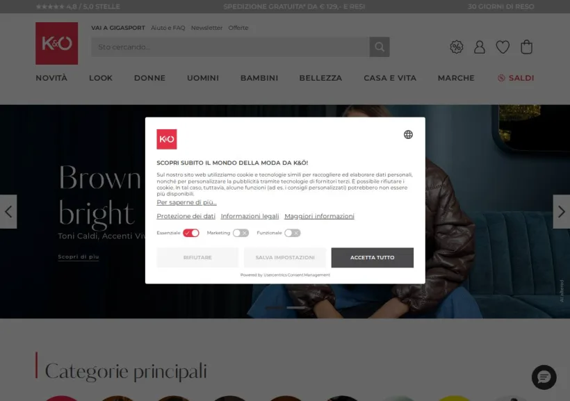 Schermata della pagina offerta di Kastner & Öhler