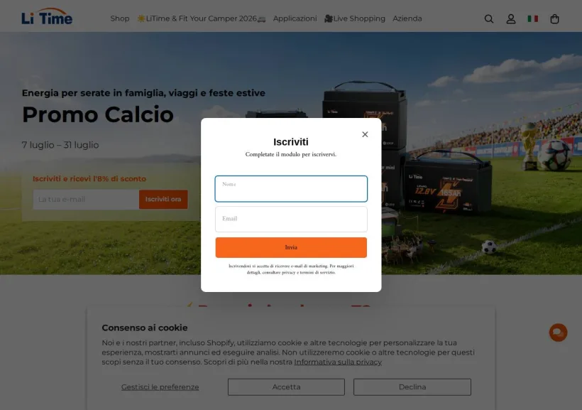 Schermata della pagina offerta di LiTime