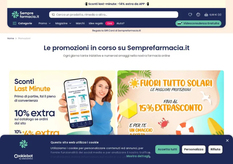 Schermata della pagina offerta di Semprefarmacia