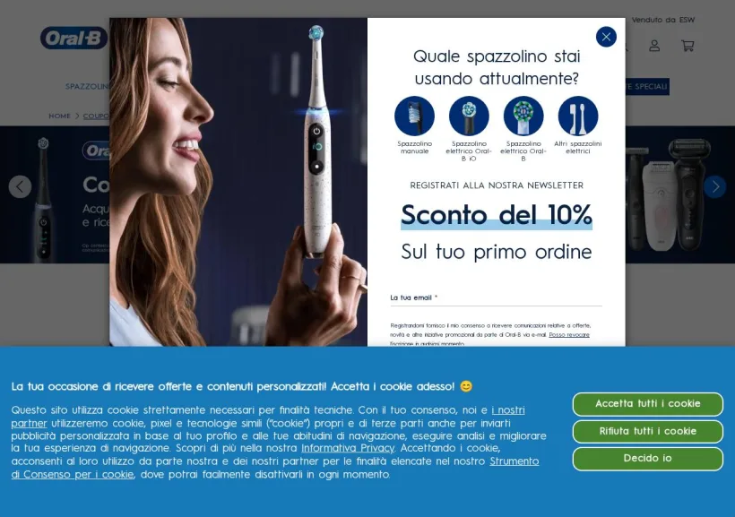 Schermata della pagina offerta di Oral-B