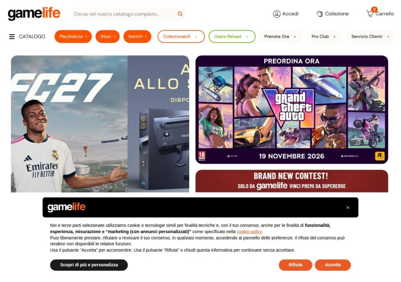 Schermata della pagina offerta di GameStop