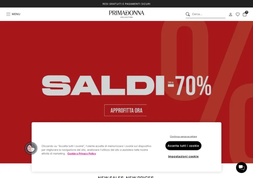 Schermata della pagina offerta di Primadonna 
