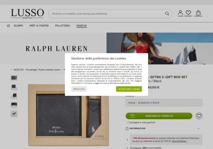 Schermata della pagina offerta di Spartoo