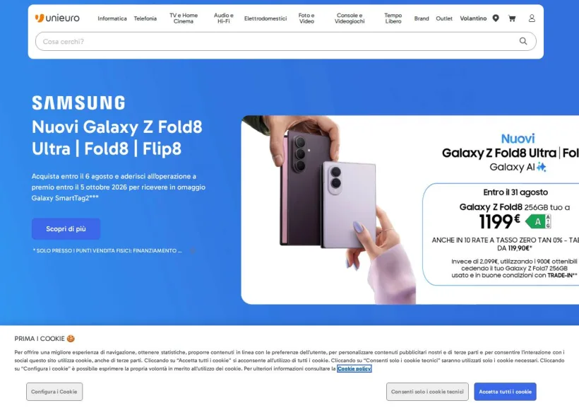 Schermata della pagina offerta di Unieuro